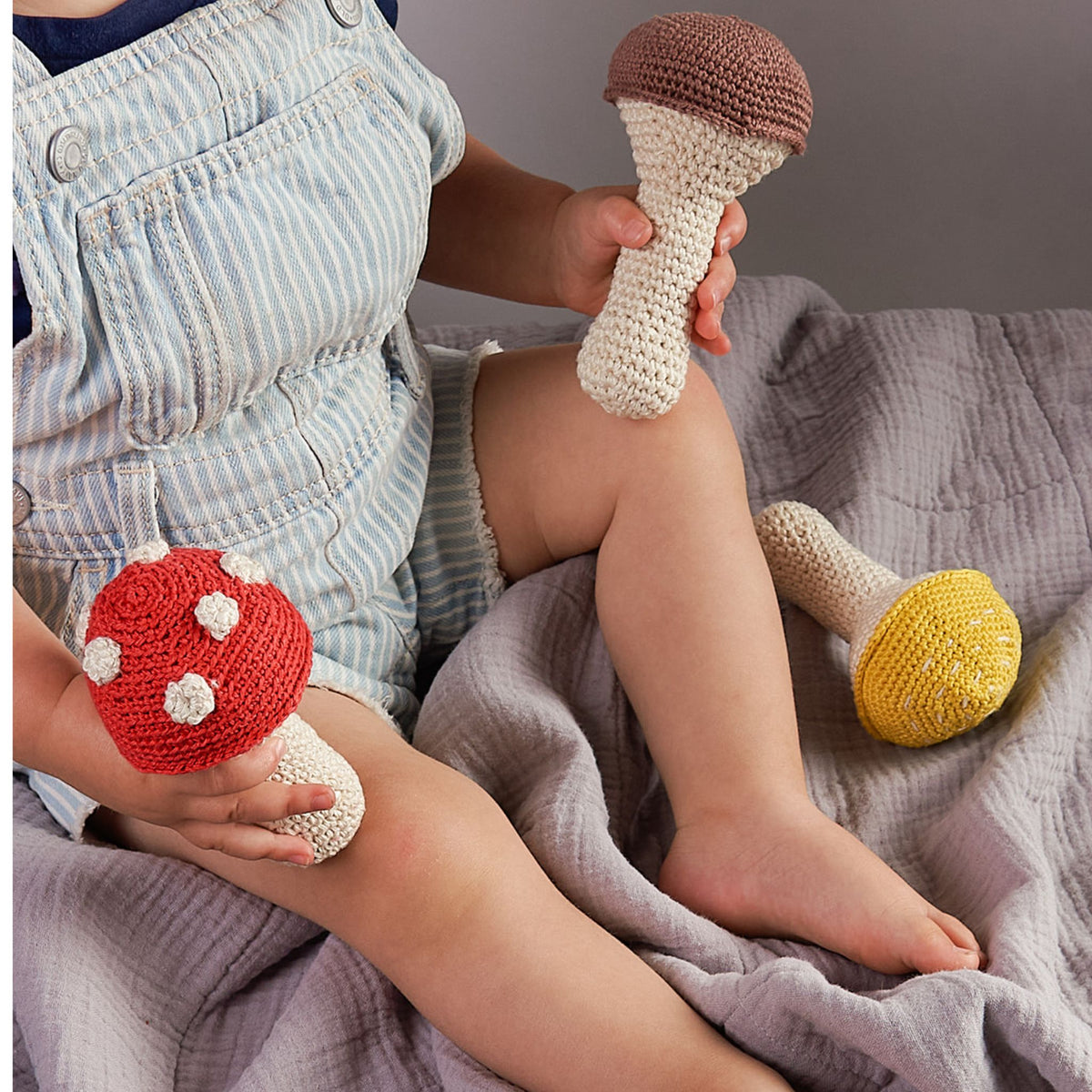 Mushroom Crochet Baby Toy - Set of 3