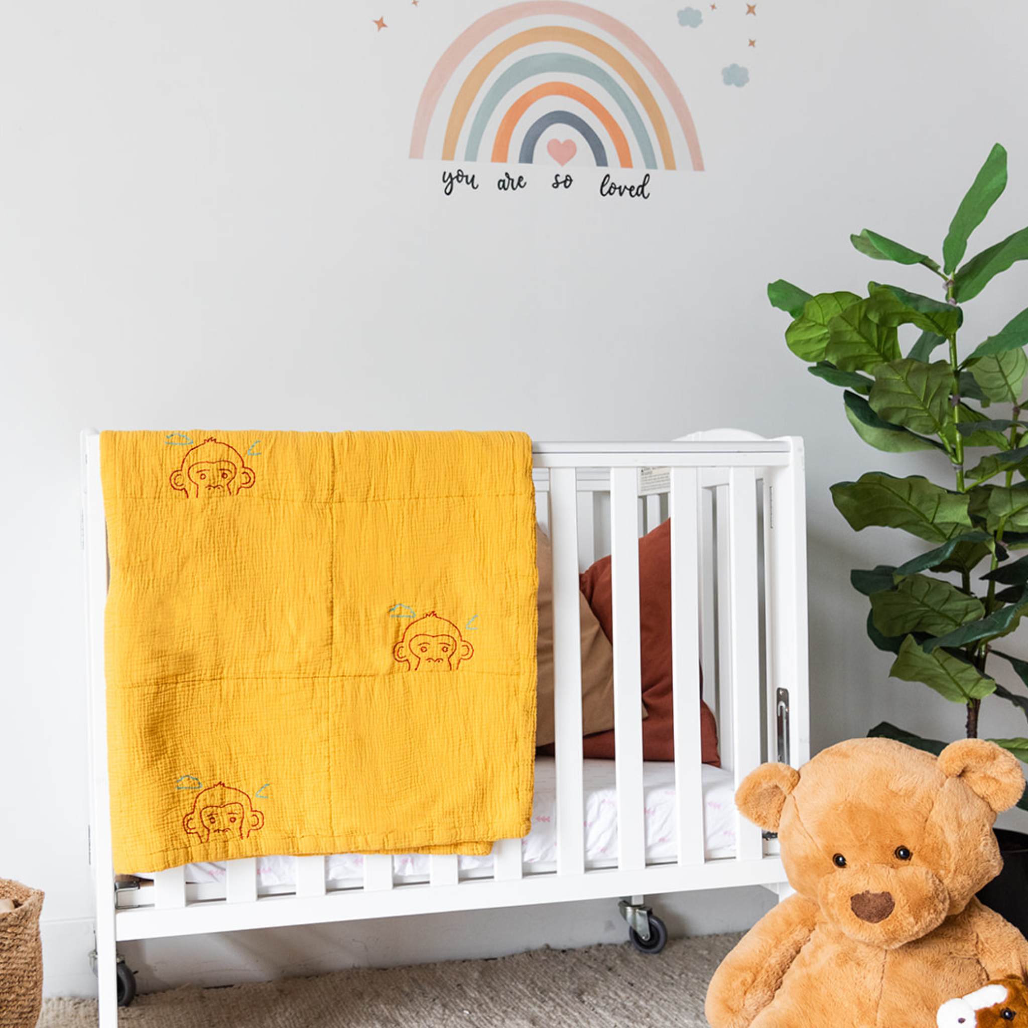 Cotton Baby Quilt in Mustard
