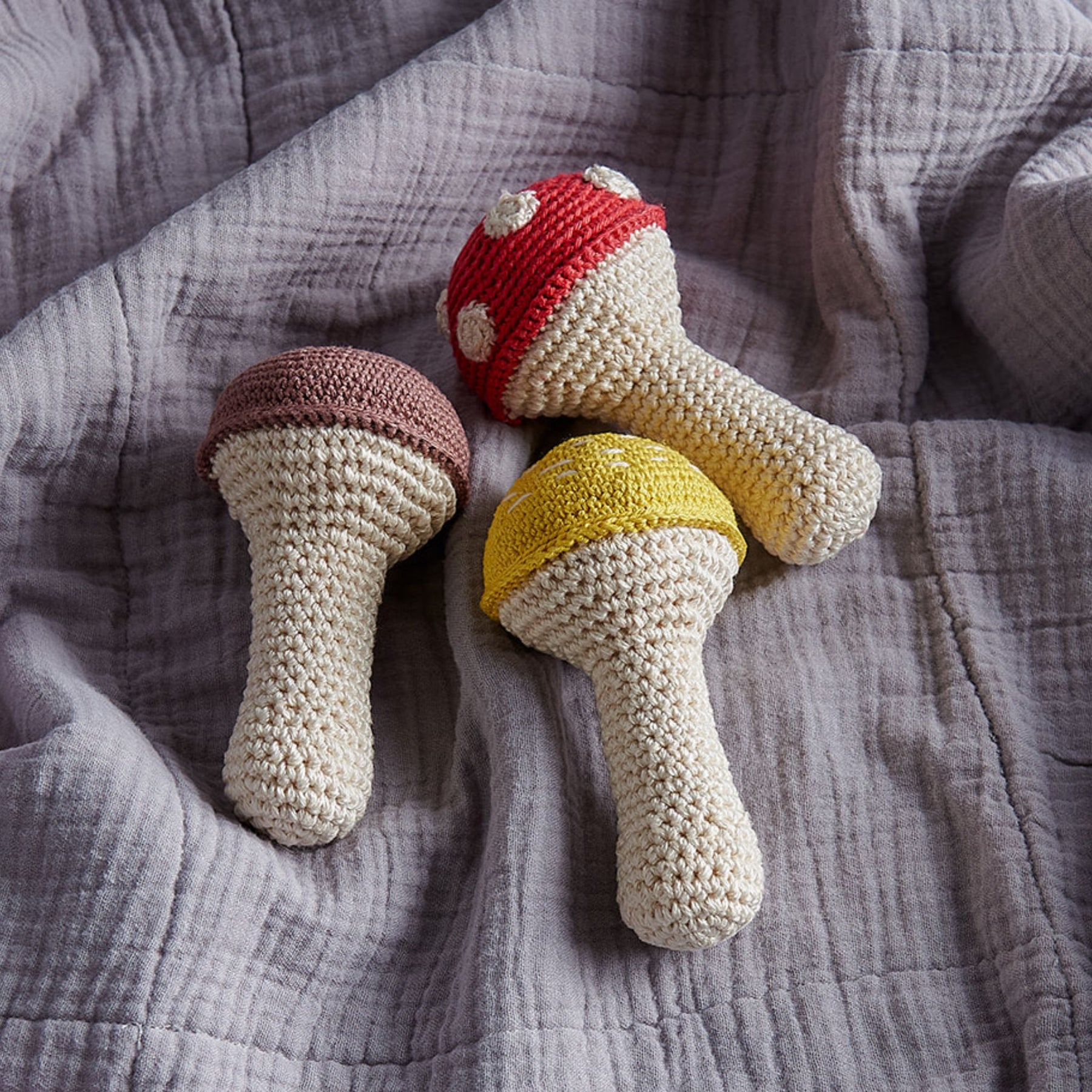 Mushroom Crochet Baby Toy - Set of 3