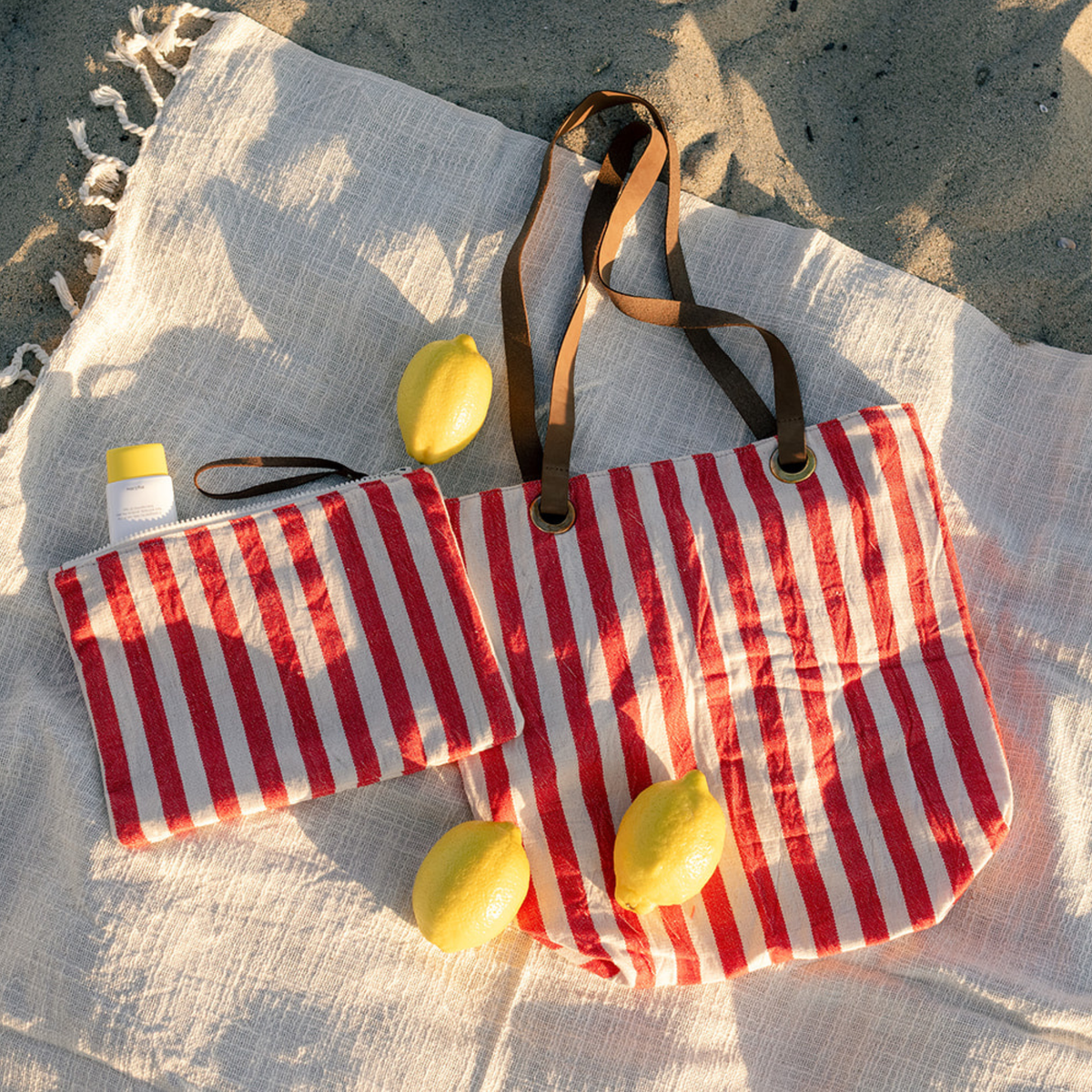 Woven Tote Bag | Red