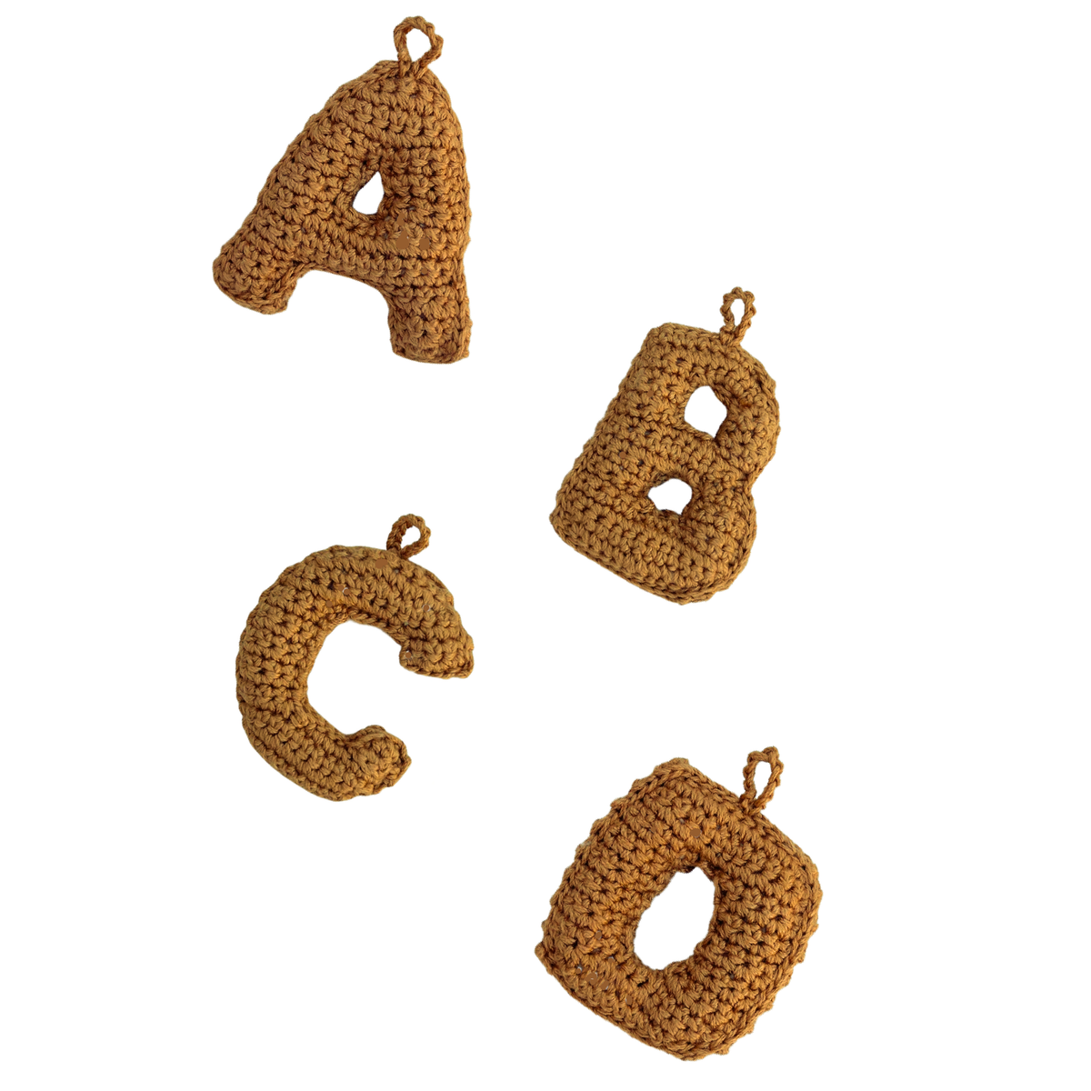 Crochet Alphabets Letters in Mustard