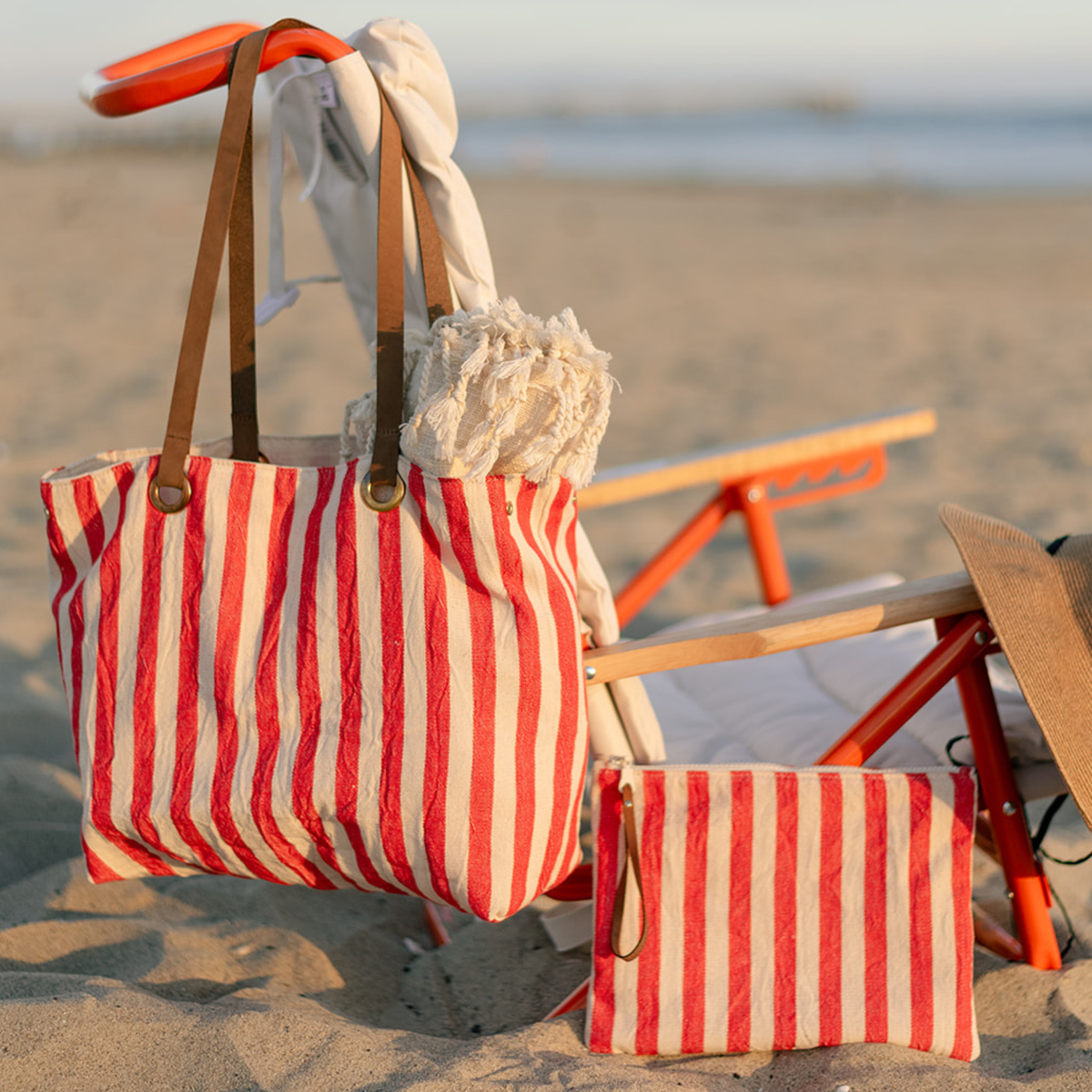 Woven Tote Bag | Red