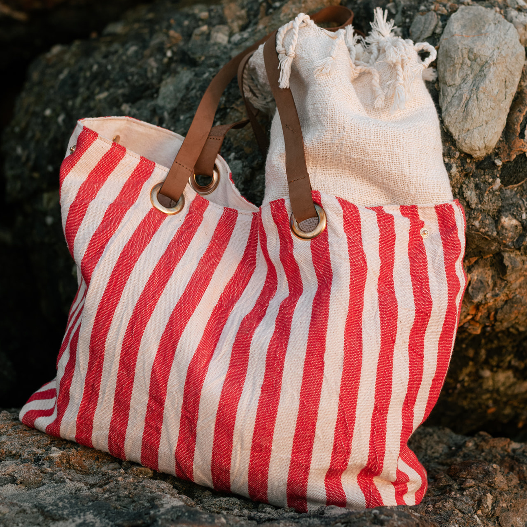 Woven Tote Bag | Red