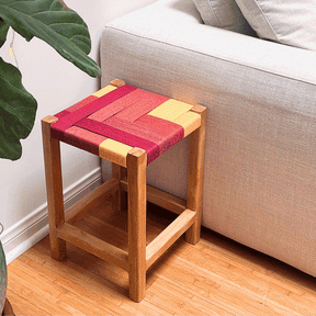 Woven Rope Stool – Rust Orange