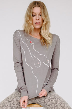 Paloma Long Sleeve Tee in Taupe