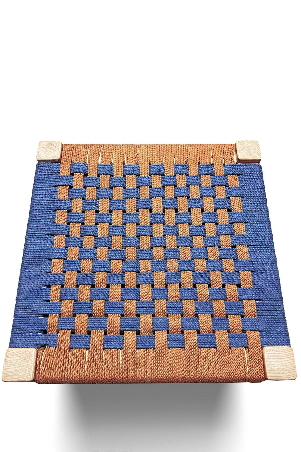 Woven Rope Stool in Blue + Brown