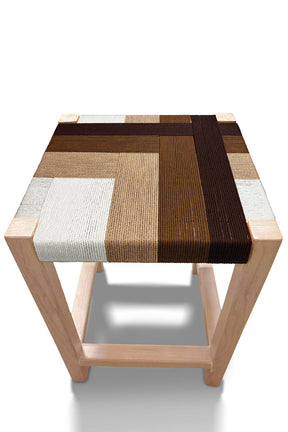 Woven Rope Stool in Brown + Beige