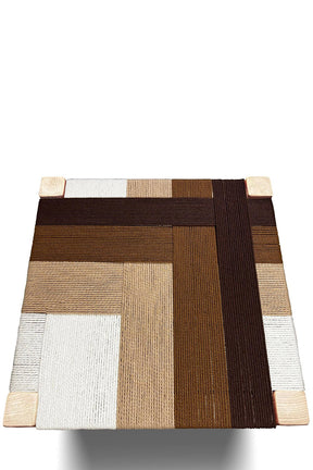 Woven Rope Stool in Brown + Beige top view