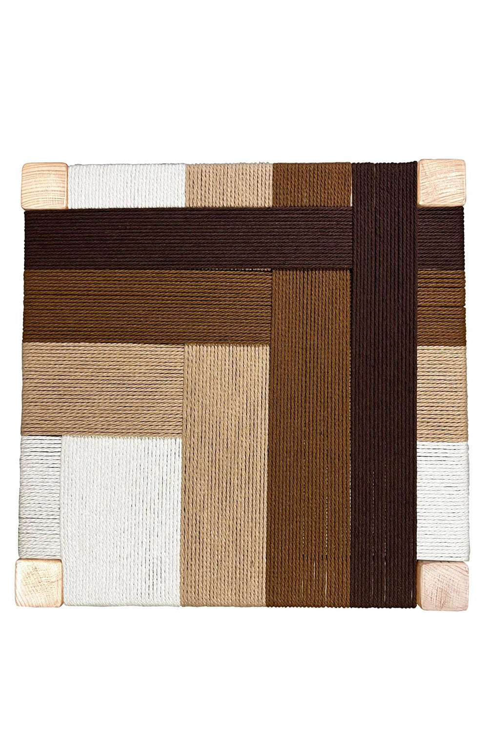 Woven Rope Stool in Brown + Beige