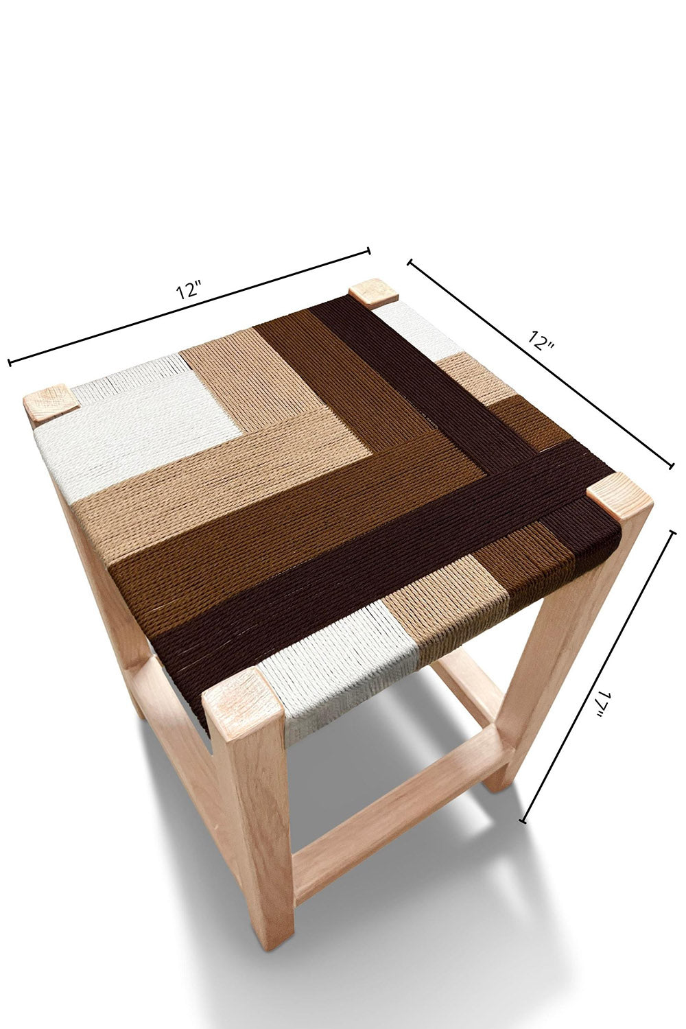 Woven Rope Stool in Brown + Beige dimensions