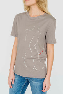 Co-Exist Tee in Taupe flat lay with minimalist styling