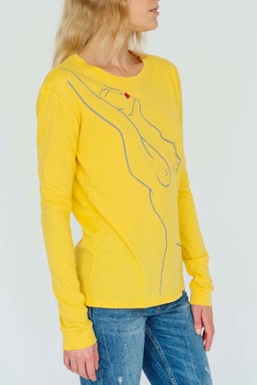 side view Paloma Long Sleeve Tee in Canary Yellow