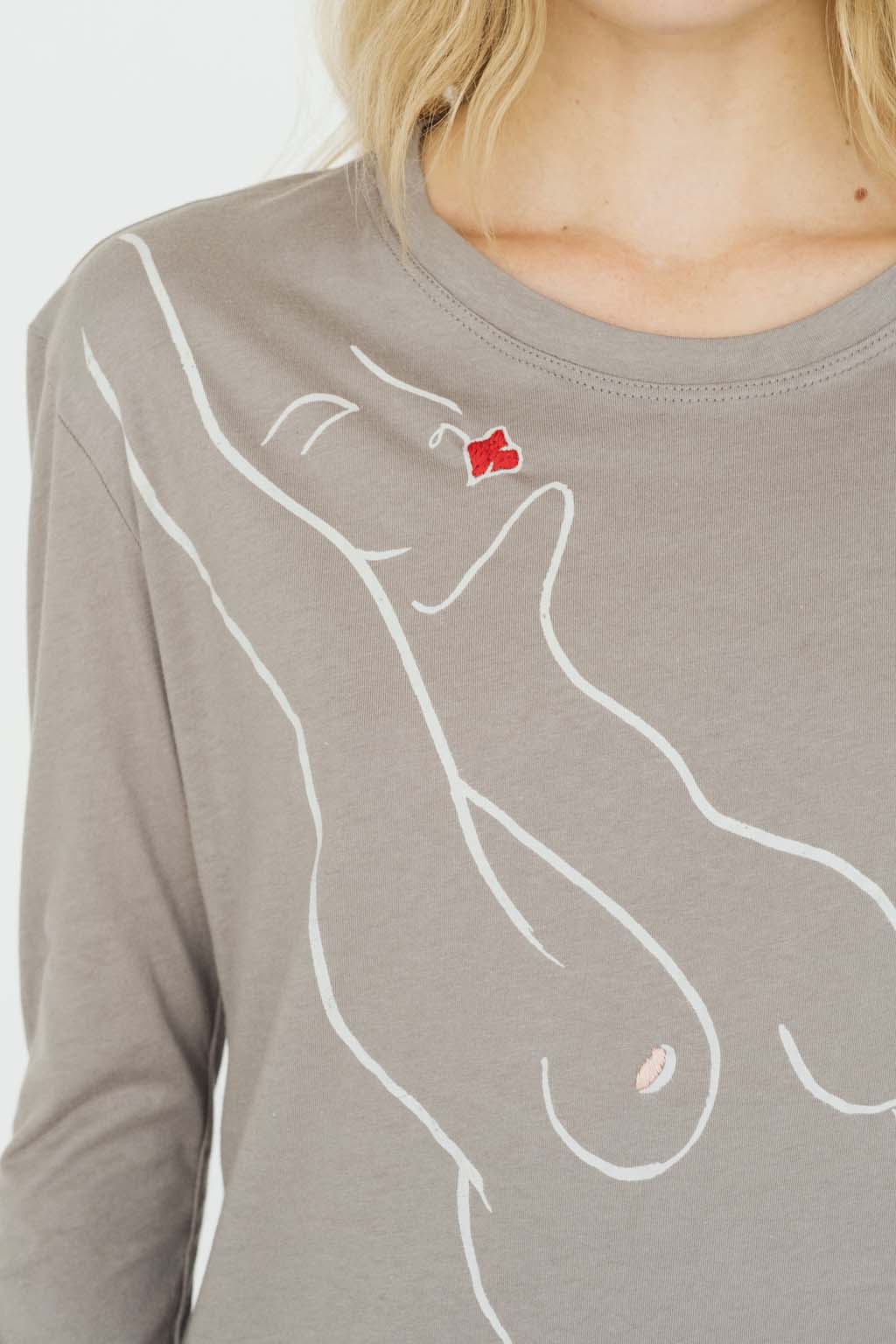 closeup Paloma Long Sleeve Tee in Taupe