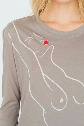 closeup Paloma Long Sleeve Tee in Taupe