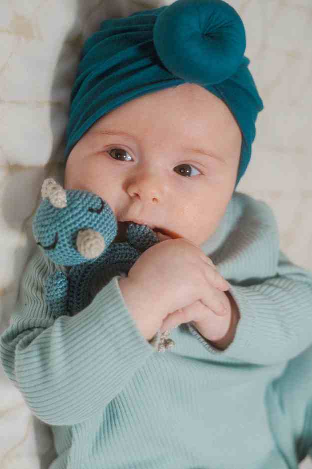 Organic Cotton Crochet Baby Toy in Blue