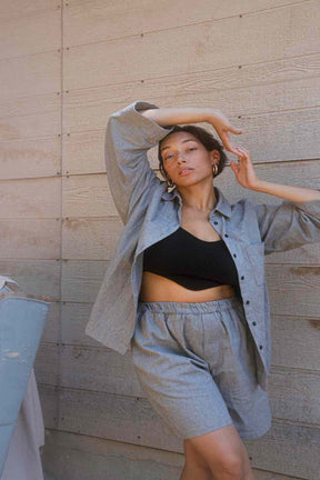 Intention Two-Piece Denim Set front view